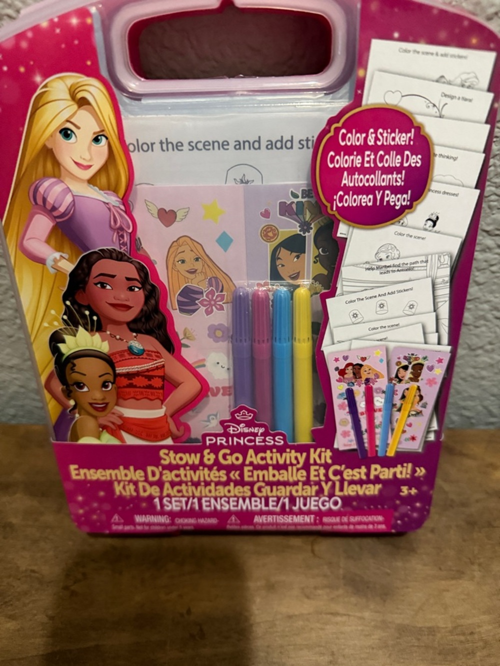 Disney Princess Stow & Go Activity Kit - Color and Stickers NEW